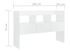 Aparador Blanco brillo 105x30x70 cm Madera de ingeniería