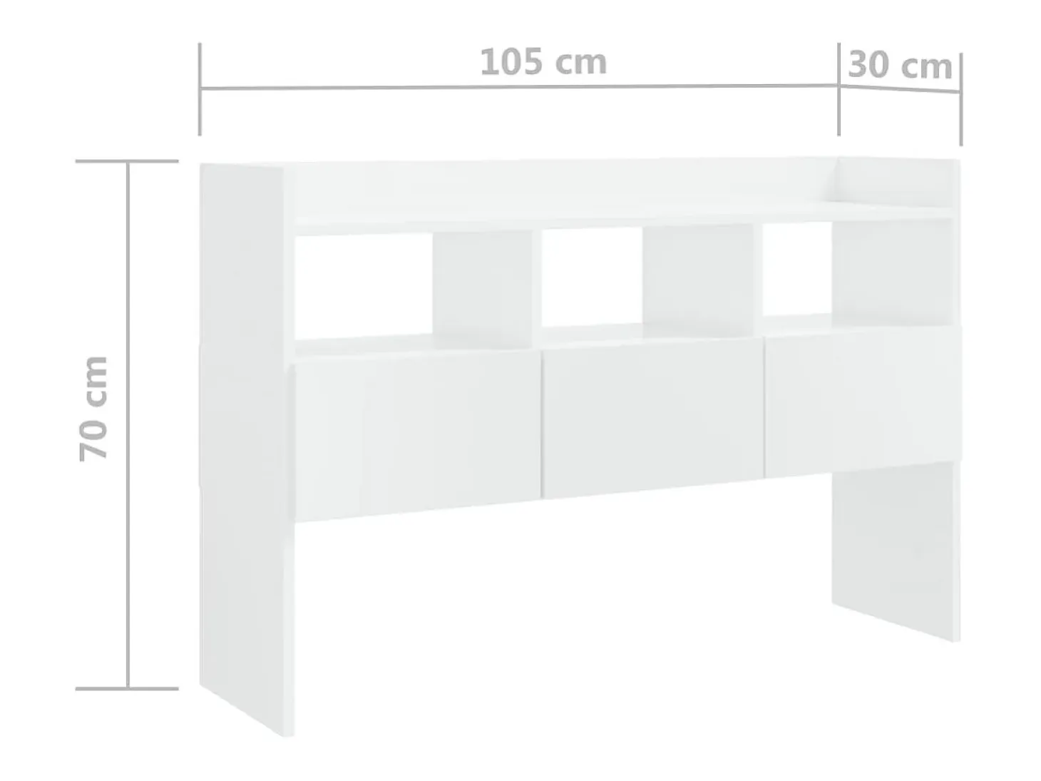Aparador Blanco brillo 105x30x70 cm Madera de ingeniería
