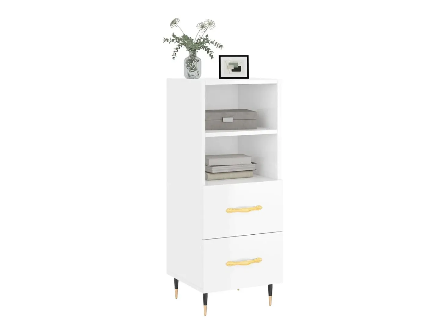 Aparador Blanco brillo 34,5x34x90 cm Madera de ingeniería