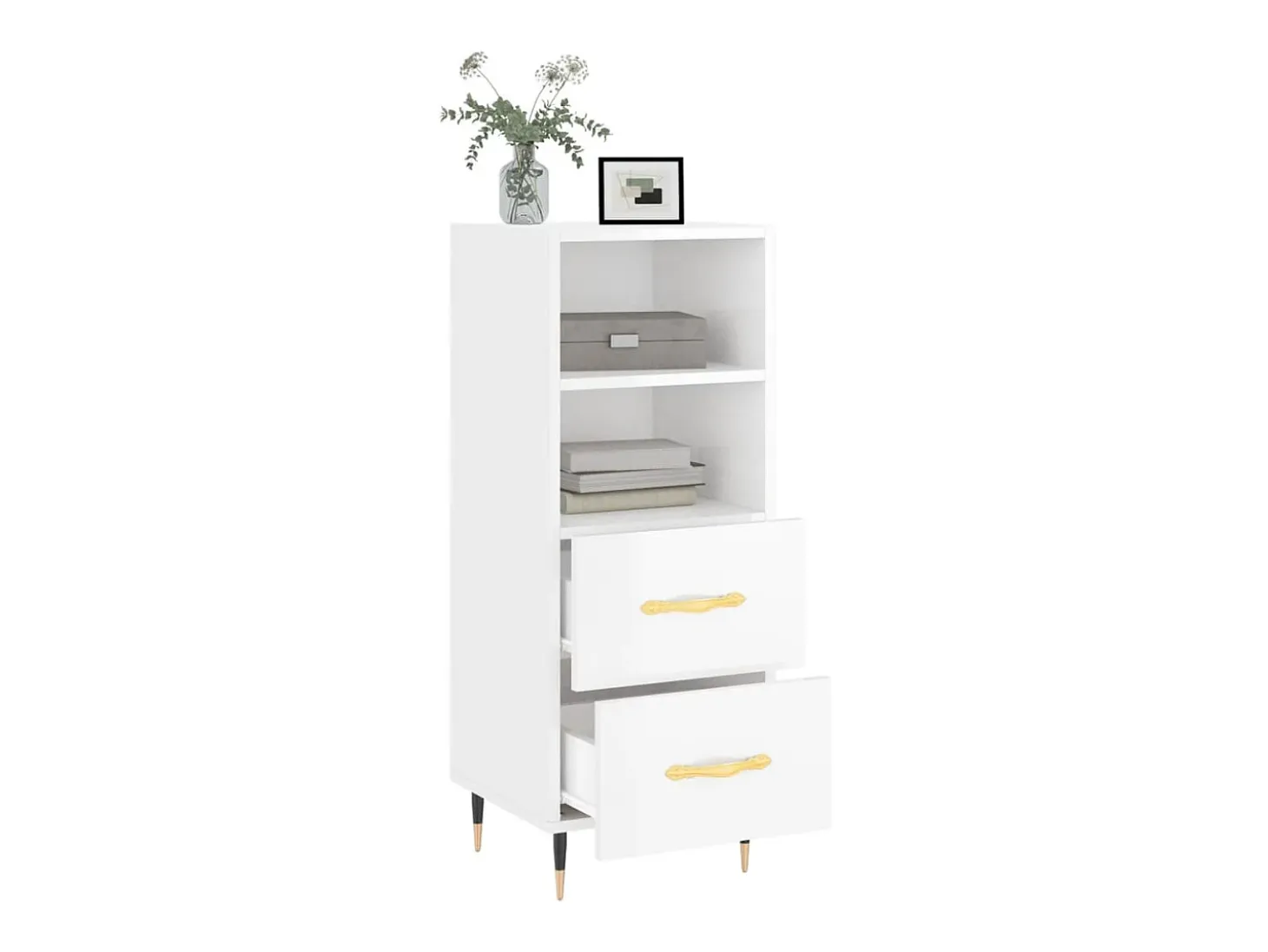Aparador Blanco brillo 34,5x34x90 cm Madera de ingeniería