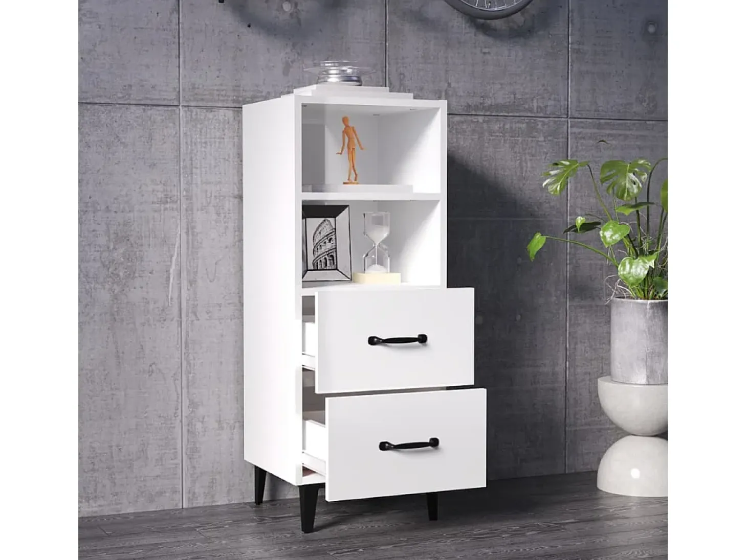 Aparador Blanco brillo 34,5x34x90 cm Madera de ingeniería