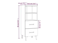 Aparador Blanco brillo 34,5x34x90 cm Madera de ingeniería