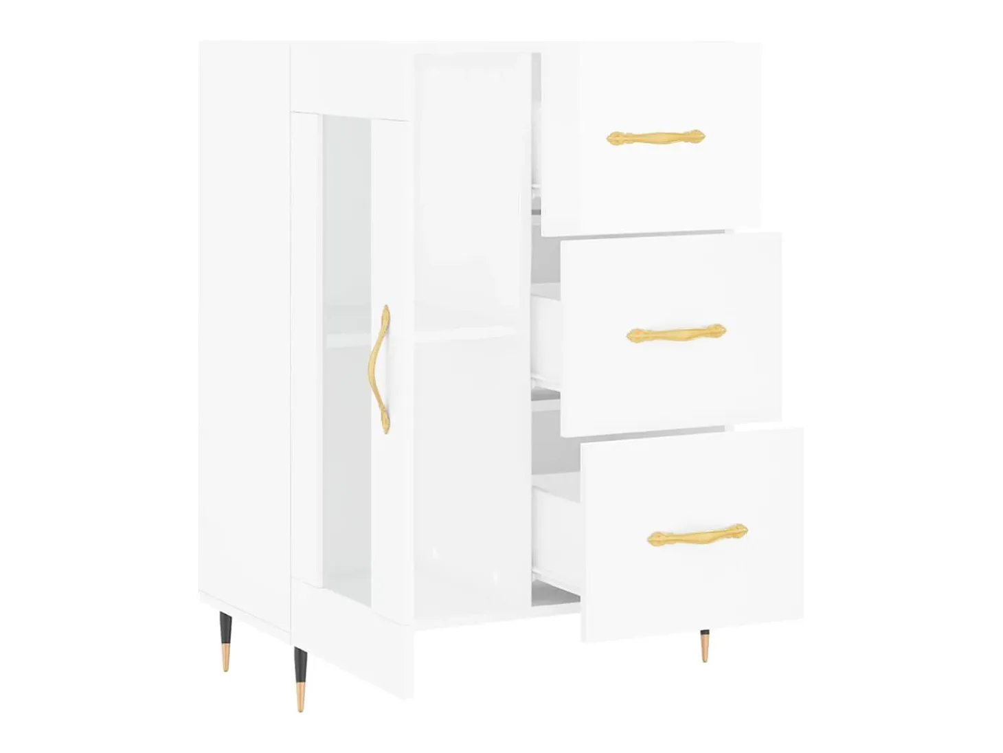 Aparador Blanco brillo 69,5x34x90 cm Madera de ingeniería
