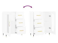 Aparador Blanco brillo 69,5x34x90 cm Madera de ingeniería