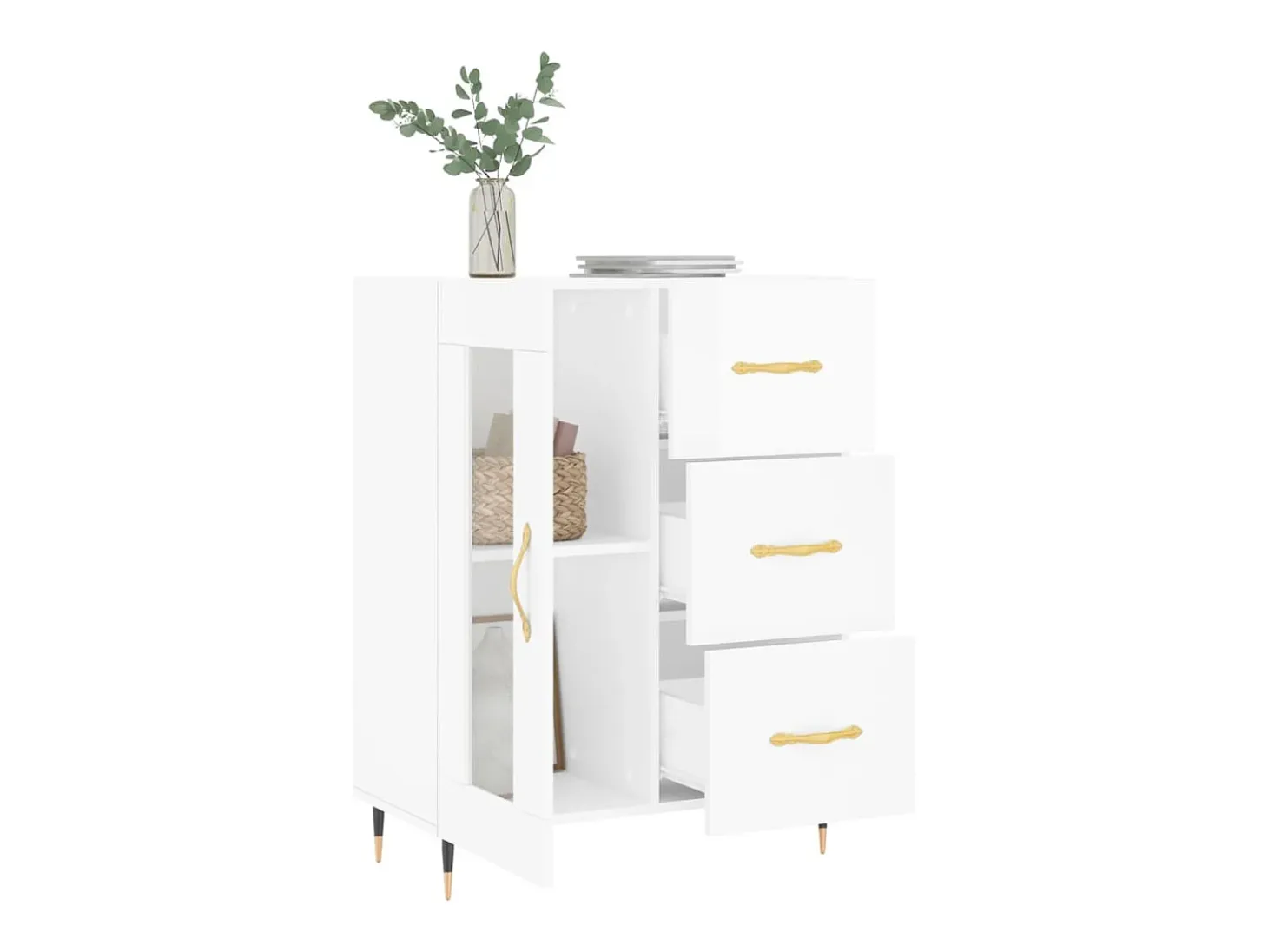 Aparador Blanco brillo 69,5x34x90 cm Madera de ingeniería