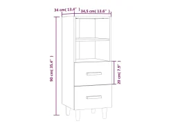 Aparador Blanco brillo 34,5x34x90 cm Madera de ingeniería