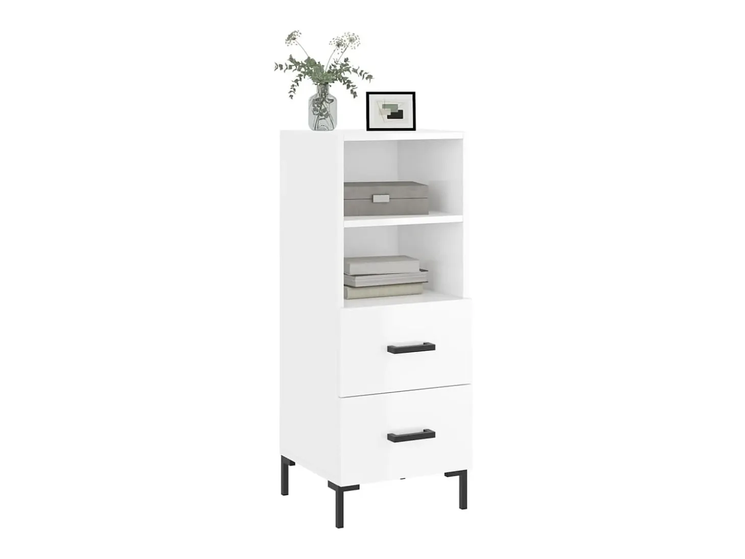 Aparador Blanco brillo 34,5x34x90 cm Madera de ingeniería