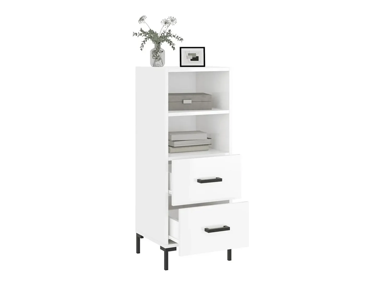 Aparador Blanco brillo 34,5x34x90 cm Madera de ingeniería