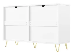 Aparador blanco con 6 cajones, cómoda esquinera moderna, ideal para dormitorio, sala de estar u oficina.