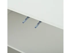 Aparador blanco con 3 puertas texturizadas y estantes regulables, patas cilíndricas - MDF