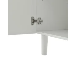 Aparador blanco con 3 puertas texturizadas y estantes regulables, patas cilíndricas - MDF