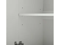 Aparador blanco con 3 puertas texturizadas y estantes regulables, patas cilíndricas - MDF