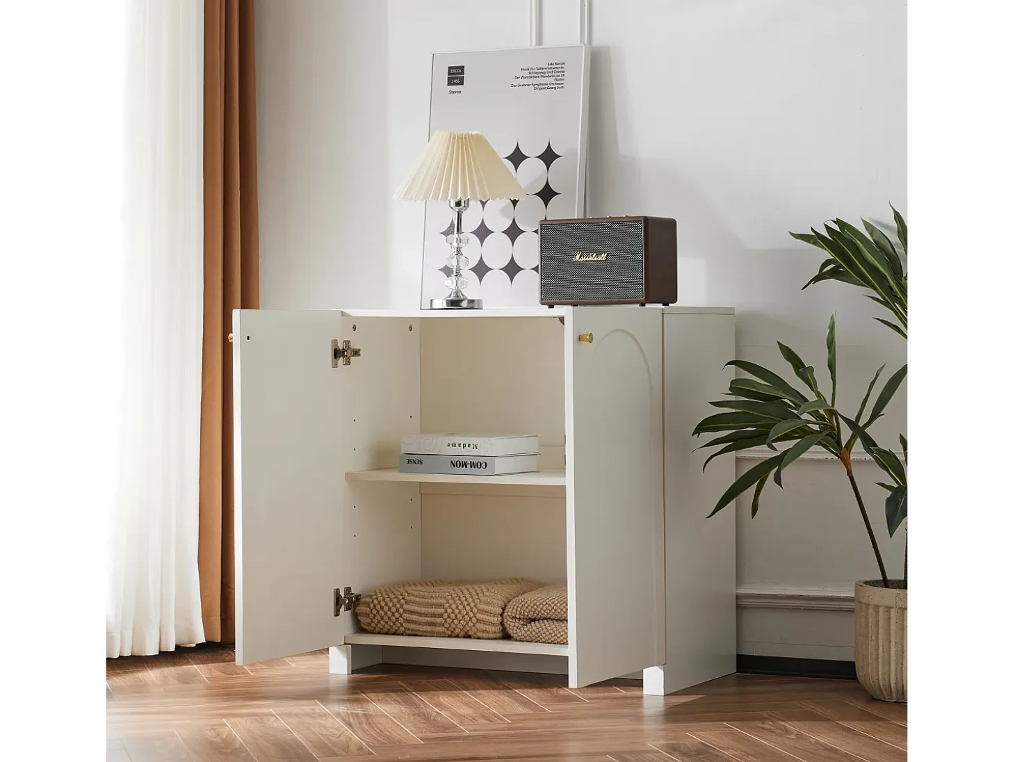 Aparador blanco con 2 puertas - Estilo sencillo 80x40x80cm