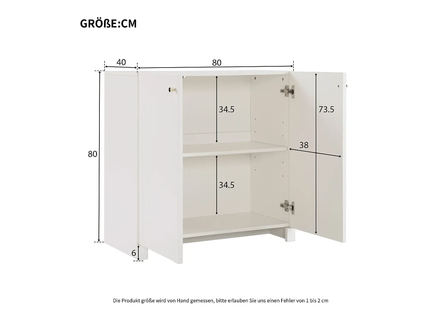Aparador blanco con 2 puertas - Estilo sencillo 80x40x80cm