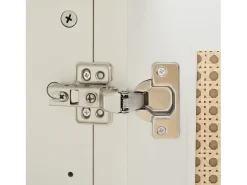 Aparador blanco con 4 puertas de ratán y estantes regulables, tiradores de metal, para salón y comedor