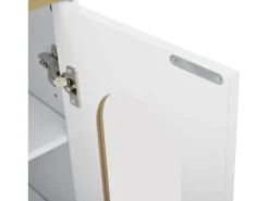 Aparador blanco con botellero - Aparador 2 puertas, 2 cajones - base regulable - Ideal para comedor y salón