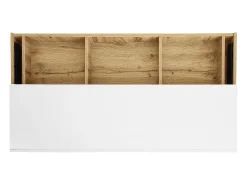 Aparador blanco con tapa extraíble - Aparador con 2 cajones y 2 puertas - Iluminación LED y almacenaje abierto