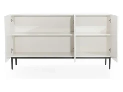 Aparador blanco de 3 puertas con pie de metal negro 150x45 cm