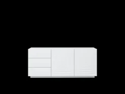 Aparador blanco de 2 puertas y 3 cajones de madera laminada 167x43 cm