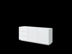 Aparador blanco de 2 puertas y 3 cajones de madera laminada 167x43 cm