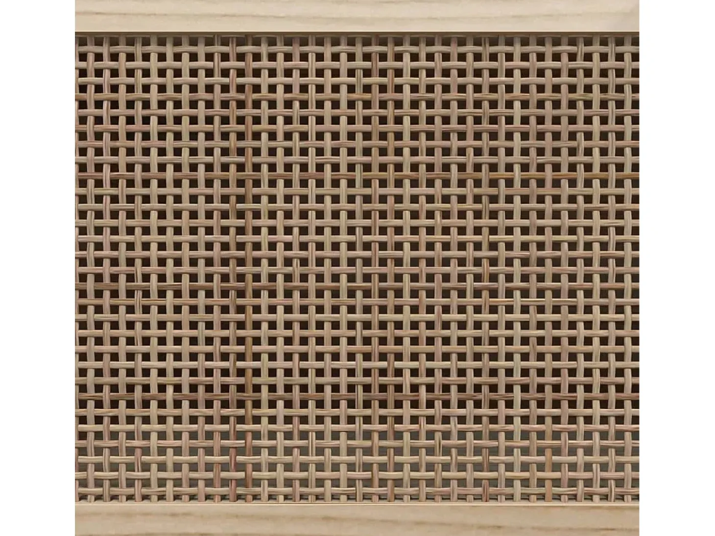 Aparador blanco madera pino maciza y ratán natural 60x30x70 cm