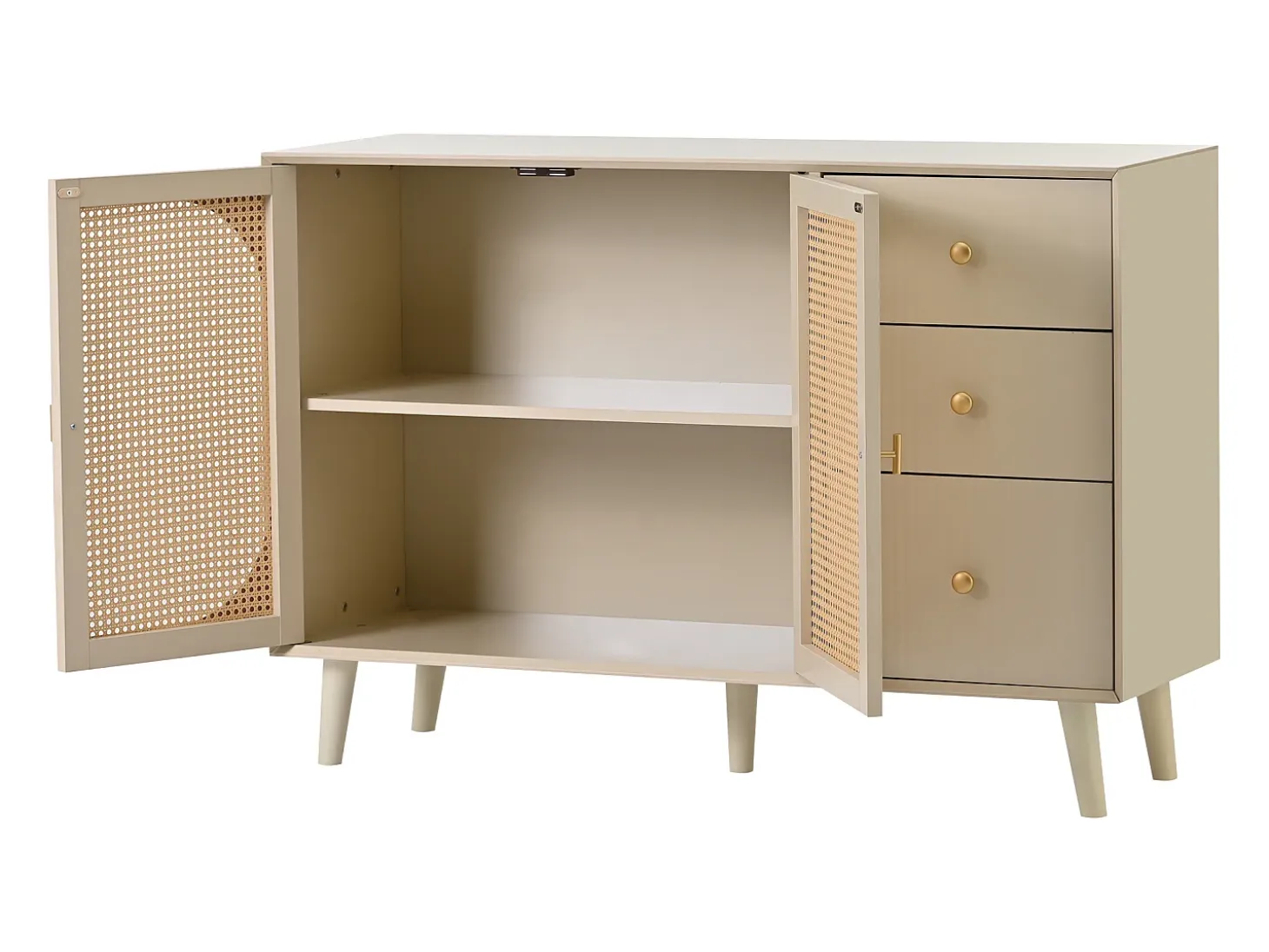 Aparador blanco roto con 3 cajones y 2 puertas, 120x40x82,5 cm