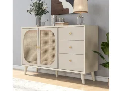 Aparador blanco roto con 3 cajones y 2 puertas, 120x40x82,5 cm