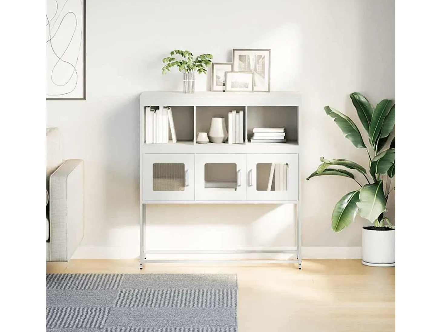 Aparador blanco 100,5x39x107 cm acero laminado en frío