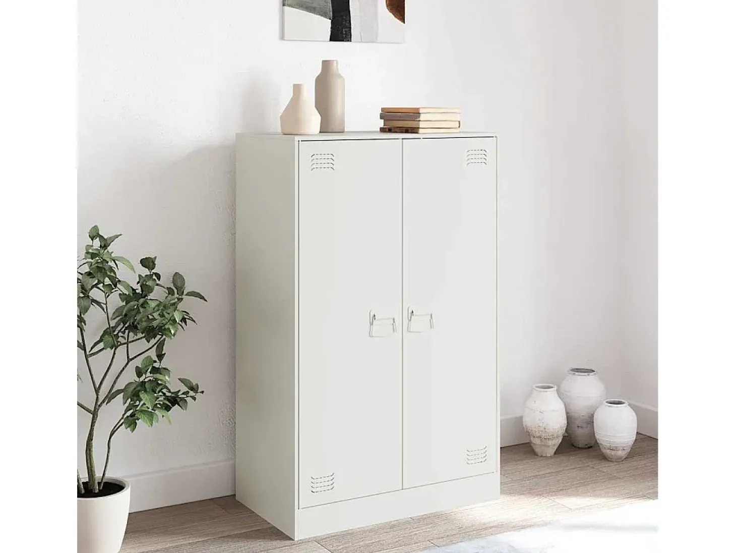 Aparador blanco 67x39x107 cm acero