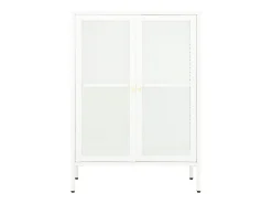 Aparador Blanco 75x35x105 cm Acero y cristal