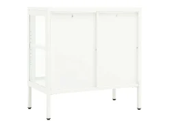 Aparador Blanco 70x35x70 cm Acero y cristal