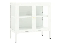 Aparador Blanco 70x35x70 cm Acero y cristal