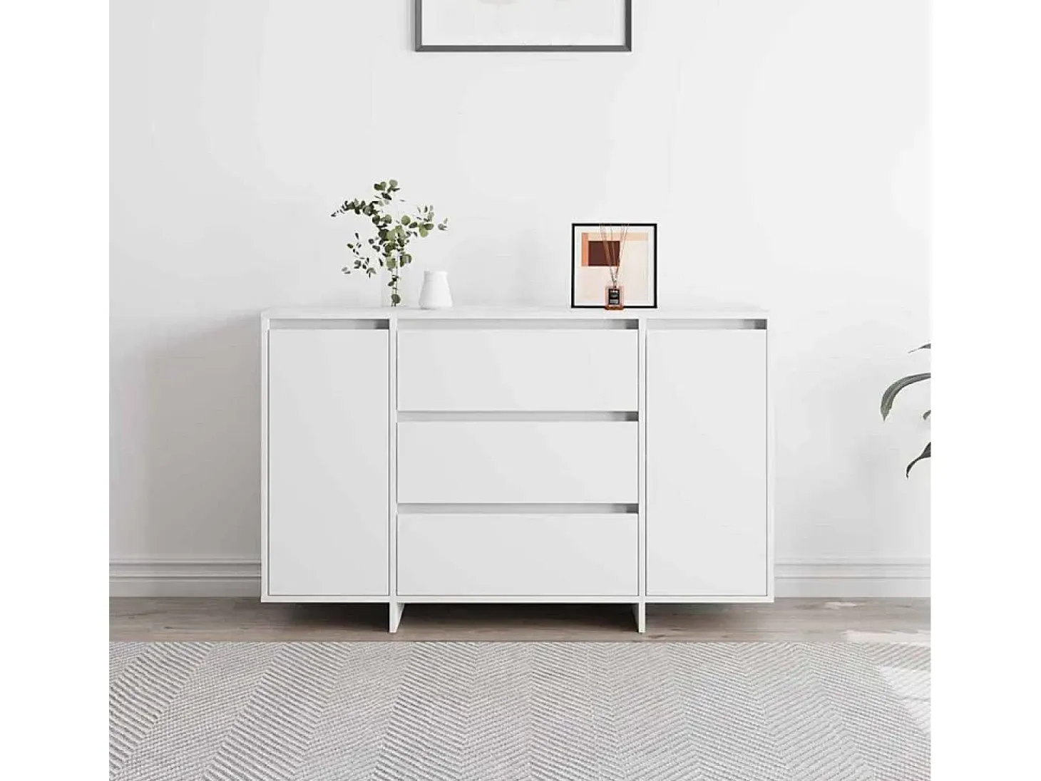 Aparador blanco 120x41x75 cm en madera de ingeniería
