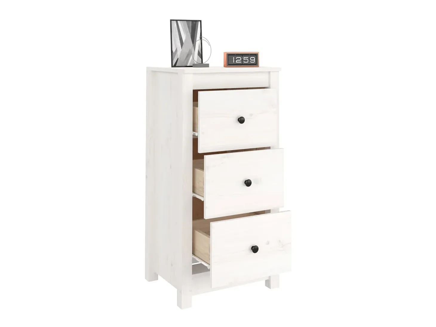 Aparador blanco 40x35x80 cm madera maciza de pino