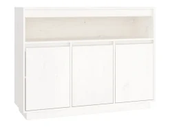 Aparador Blanco 104,5x34x80 cm Madera Maciza de Pino