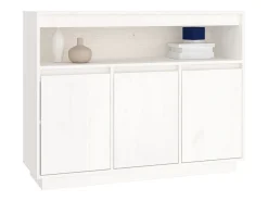 Aparador Blanco 104,5x34x80 cm Madera Maciza de Pino