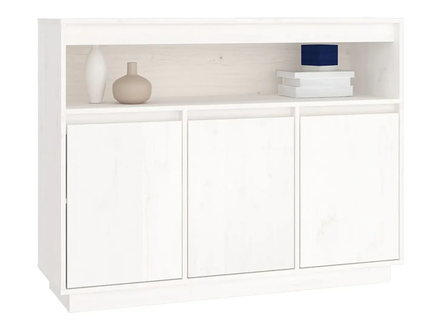 Aparador Blanco 104,5x34x80 cm Madera Maciza de Pino