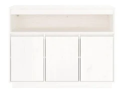 Aparador Blanco 104,5x34x80 cm Madera Maciza de Pino