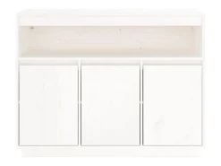 Aparador Blanco 104,5x34x80 cm Madera Maciza de Pino