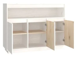 Aparador Blanco 104,5x34x80 cm Madera Maciza de Pino