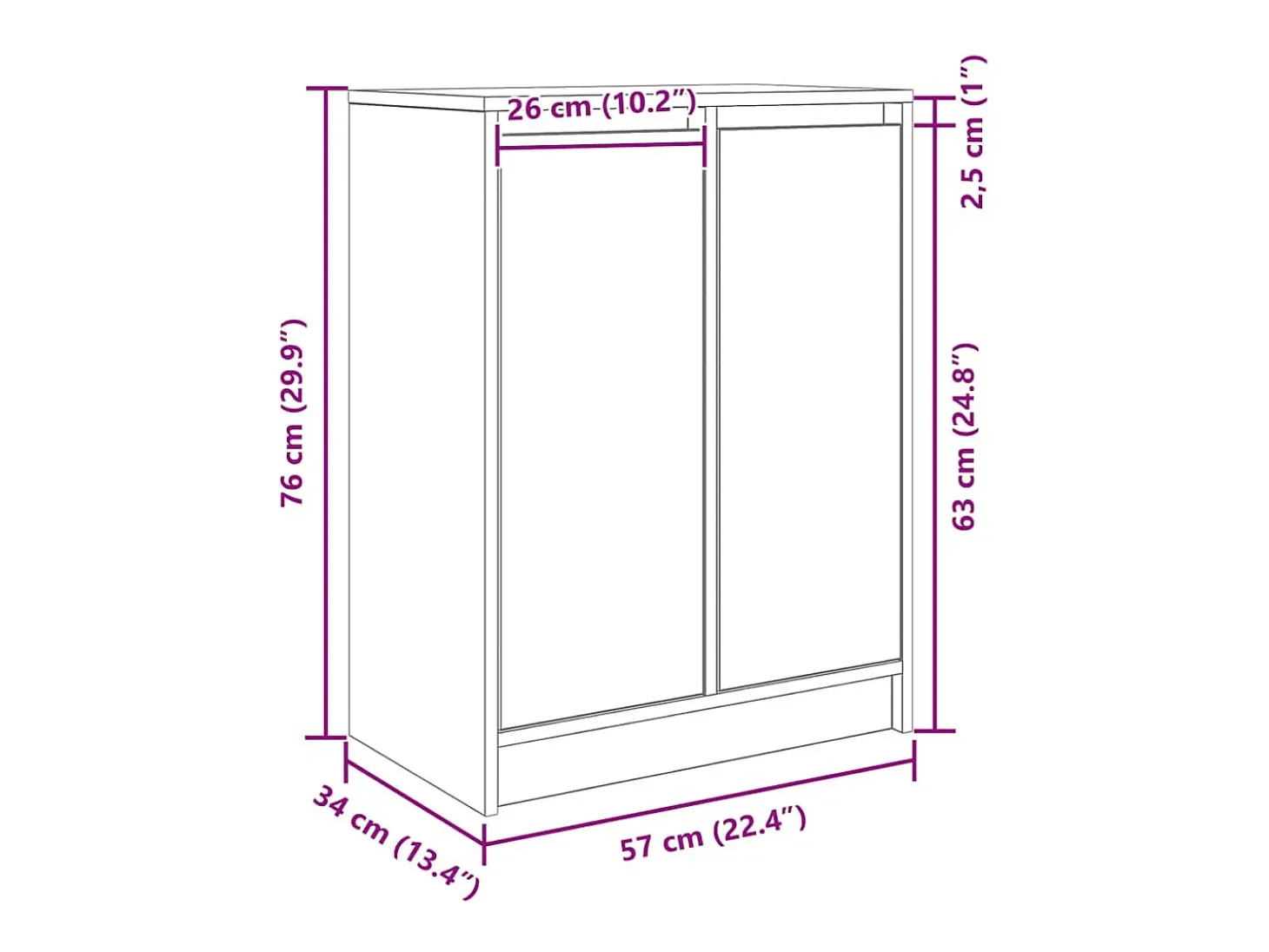 Aparador blanco 57x34x76 cm madera de ingeniería