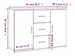 Aparador blanco 91x29,5x65 cm madera contrachapada
