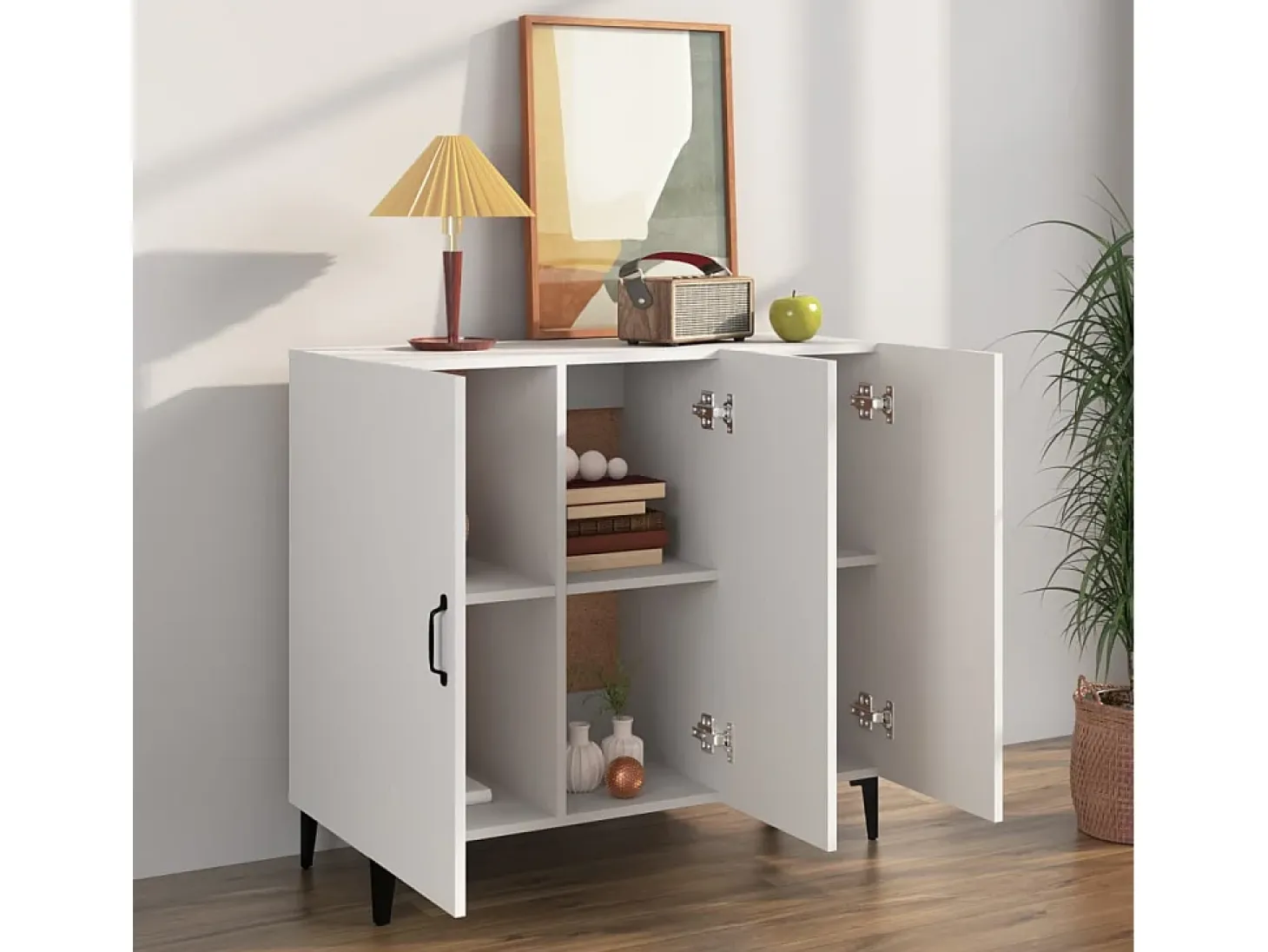 Aparador blanco 90x34x80 cm madera contrachapada