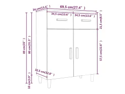 Aparador blanco 69,5x34x89 cm madera contrachapada