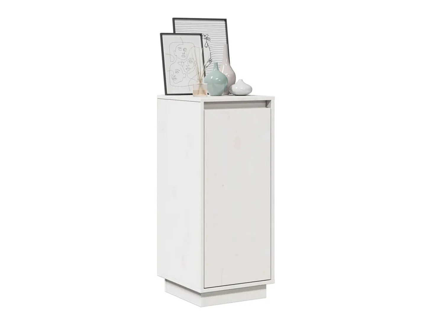 Aparador Blanco 31,5x34x75 cm Madera Maciza de Pino