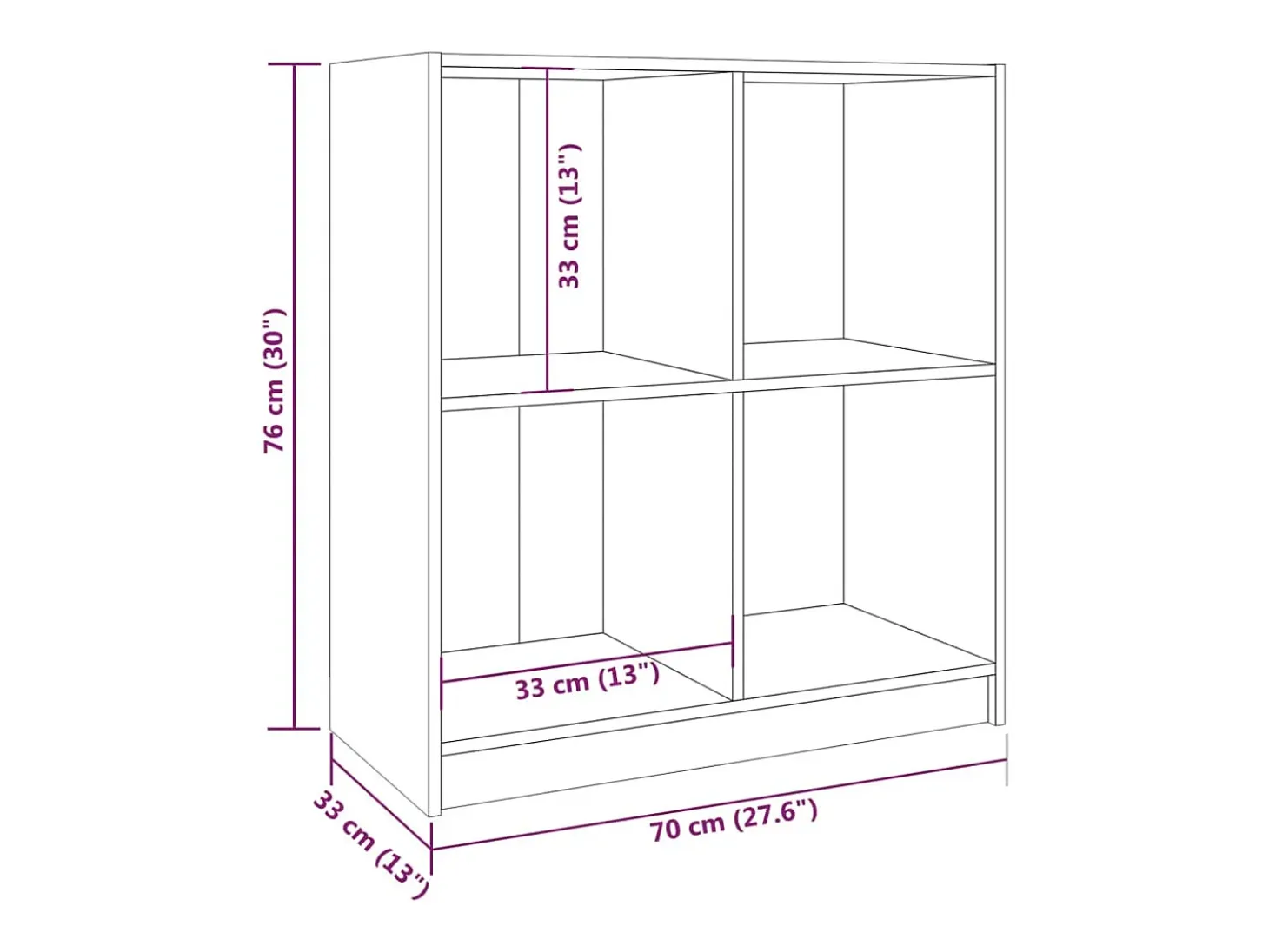 Aparador blanco 70x33x76 cm madera maciza de pino