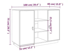 Aparador Blanco 100x40x75 cm Madera Maciza de Pino