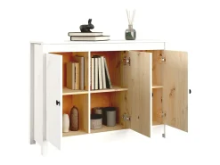 Aparador Blanco 100x35x74 cm Madera Maciza de Pino