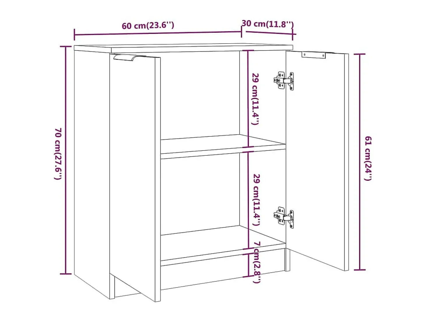 Aparador Blanco 60x30x70 cm Madera de Ingeniería