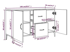 Aparador blanco 100x36x60 cm madera de ingeniería